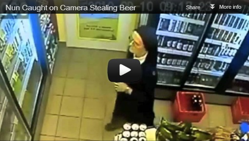 Nun Stealing Beer