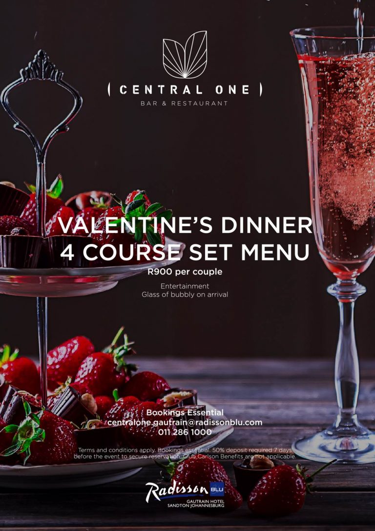 Valentines Day Dinner at Central One Restaurant - Johannesburg