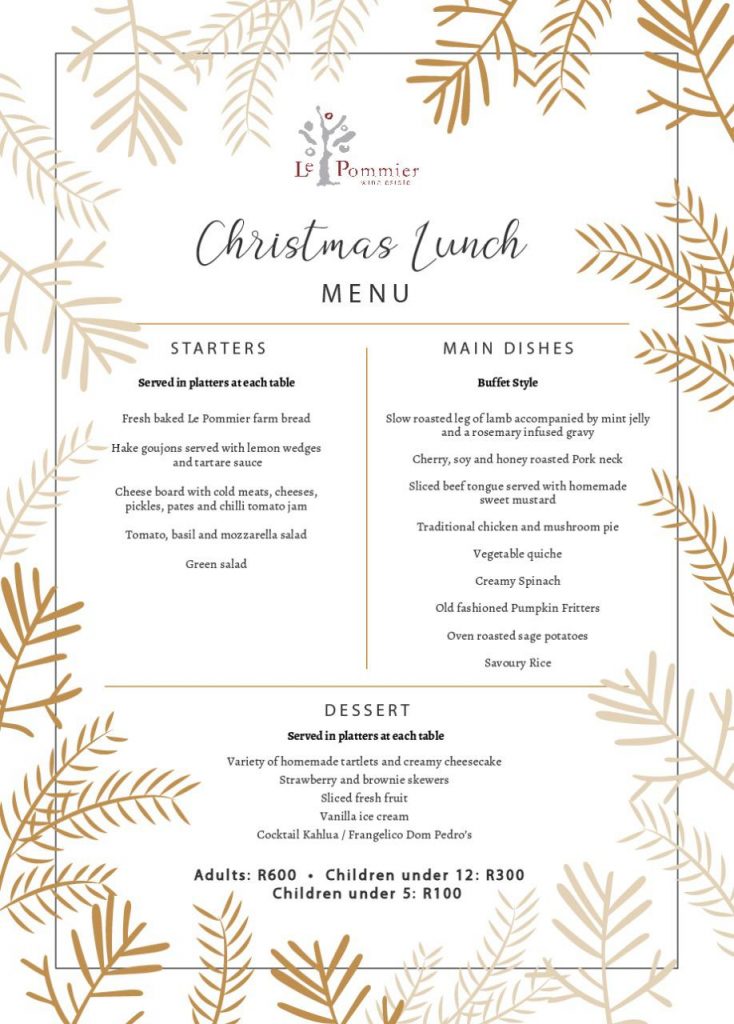 Celebrate Christmas in the Cape Winelands at Le Pommier Restaurant